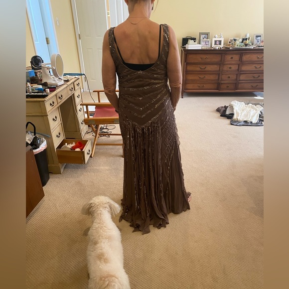 Taupe sequined gown - Picture 2 of 2